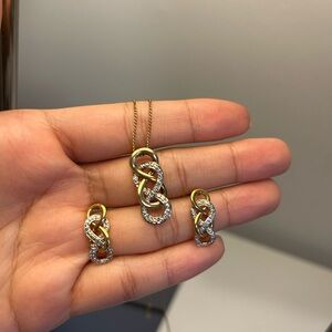 gold plated Infinity Necklace & Earrings set